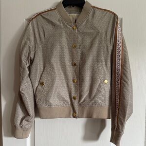 Michael Kors Tan Bomber Jacket with Gold Accents